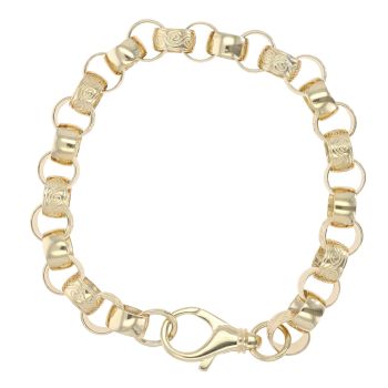 9ct Yellow Gold Patterned Belcher Bracelet 10.5"
