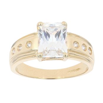 14ct Yellow Gold Single Stone Cubic Zirconia Ring