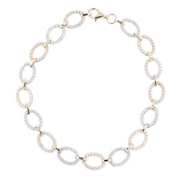 9ct Yellow And White Gold 7.5" Cubic Zirconia Stone Set Bracelet