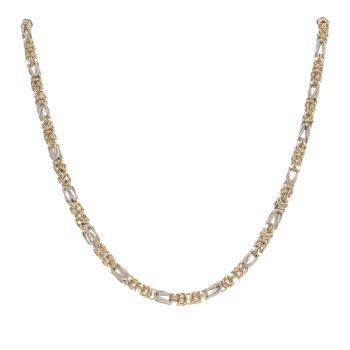 9ct Yellow and White Gold Byzantine Chain 18"
