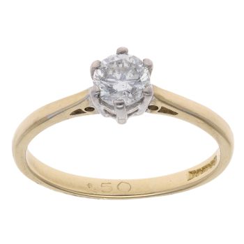 18ct Yellow Gold 0.50ct Brilliant Cut Diamond Solitaire Ring