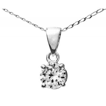 9ct White Gold 0.50ct Diamond Solitaire Pendant And Chain