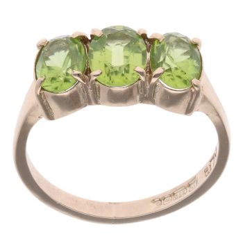 9ct Yellow Gold Three Stone Peridot Ring