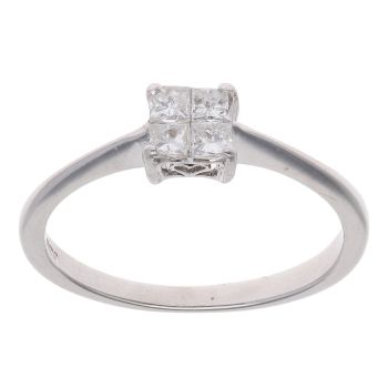 18ct White Gold 0.25ct Princess Cut Diamond Cluster Ring