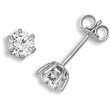 18 Carat White Gold 1.00ct 6 Claw Diamond Solitaire Stud Earrings