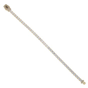 14ct Yellow Gold Monaco Cubic Zirconia Agua Pave Lock Bracelet 7.5"