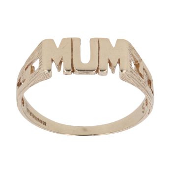 9ct Yellow Gold Patterned Mum Ring