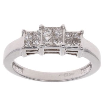 18ct White Gold 0.50ct Princess Cut Diamond Cluster Ring