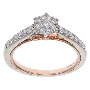 9ct White And Rose Gold 0.50ct Brilliant Cut Diamonds Disney Snow White Bow Cluster Ring