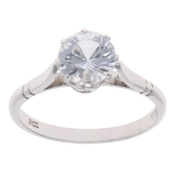 9ct White Gold Cubic Zirconia Single Stone Ring