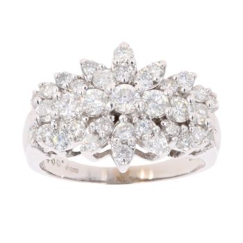 9ct White Gold 2.00ct Brilliant Cut Diamond Cluster Ring