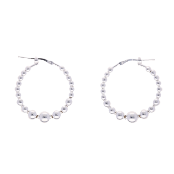 Silver Beaded Hoop Earrings by Icesia