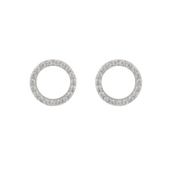 Sterling Silver Open Halo Cubic Zirconia Stud Earrings