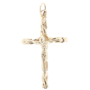 9ct Yellow Gold Twist Pattern Crucifix Pendant