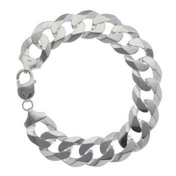 Silver Curb Bracelet 8.5" By Icesia Gents