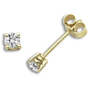 18 Carat Yellow Gold 35pts Clawset Earrings