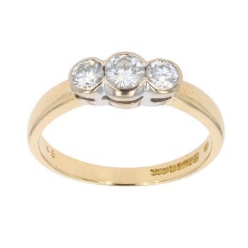 18ct Yellow And White Gold 0.45ct Brilliant Cut Diamond Trilogy Ring