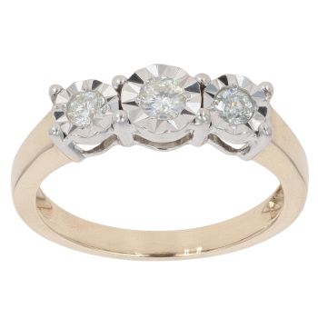 9ct Yellow Gold 0.25ct Brilliant Cut Diamond Trilogy Ring