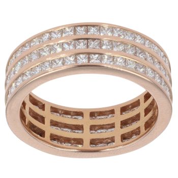 18ct Rose Gold 3.00ct Diamond Three Row Ring