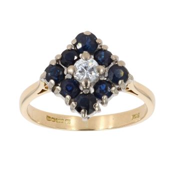 18ct Yellow Gold 0.25ct Diamond And Sapphire Cluster Ring
