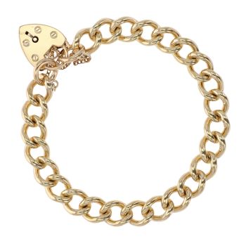 9ct Yellow Gold Heart Charm Bracelet 7"