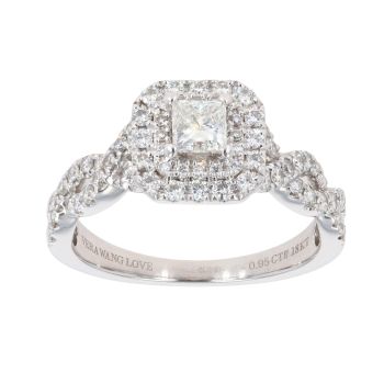 Vera Wang 18ct White Gold 0.95ct Princess And Brilliant Cut Diamond Vera Wang Cluster Ring