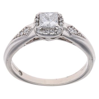 9ct White Gold 0.45ct Halo Solitaire Diamond Ring