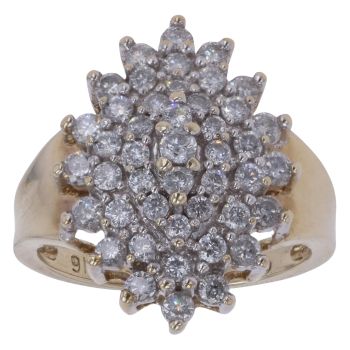 9ct Yellow Gold 0.85ct Brilliant Cut Diamond Cluster Ring