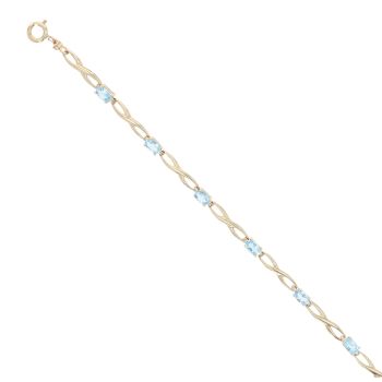 9ct Yellow Gold 0.01ct Diamond And Blue Topaz Bracelet 7.5"