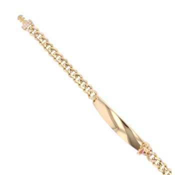 14ct Yellow Gold Monaco Classic Girl Pave Lock ID Bracelet 5.5"