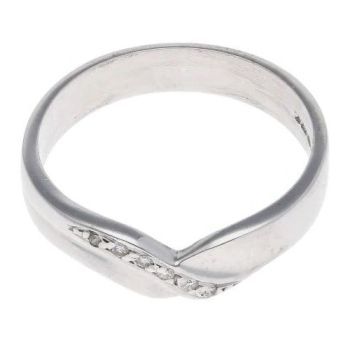 9ct White Gold 0.05ct Diamond Wishbone Ring