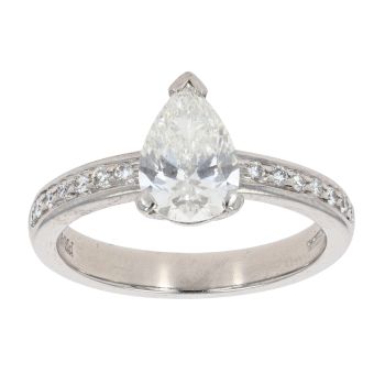 Platinum 1.10ct Pear Cut Diamond Solitaire Ring