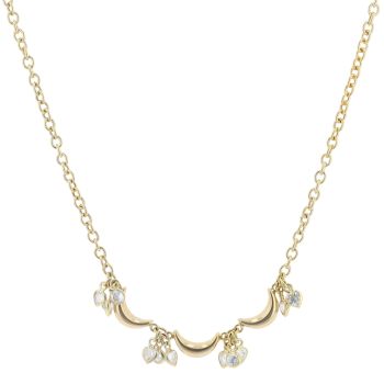 18ct Yellow Gold Cubic Zirconia Hearts And Moons Belcher Chain 16"