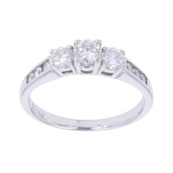 18ct White Gold 0.80ct Brilliant Cut Diamond Trilogy Ring