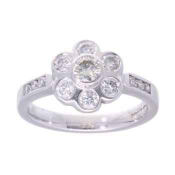 18ct White Gold 0.65ct Diamond Daisy Cluster Ring