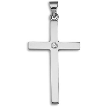 9 Carat White Gold 10pts Diamond Cross