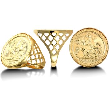 9ct Yellow Gold Half St George Insert Basket Ring