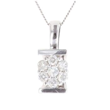 9ct White Gold 0.13ct Diamond Cluster Pendant and Chain 18"