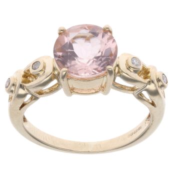 9ct Yellow Gold 0.05ct Diamond And Morganite Ring