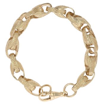 9ct Yellow Gold Patterned Tulip Bracelet 9"
