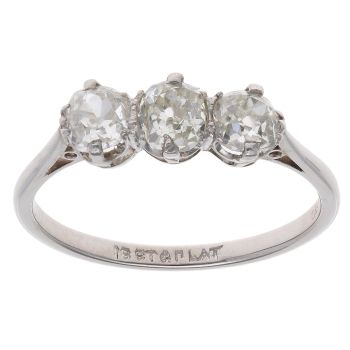 18ct White Gold 1.00ct Diamond Trilogy Ring
