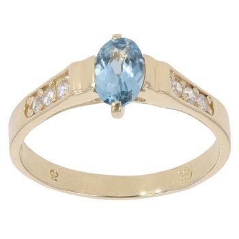 14ct Yellow Gold Cubic Zirconia and Blue Topaz Solitaire Ring