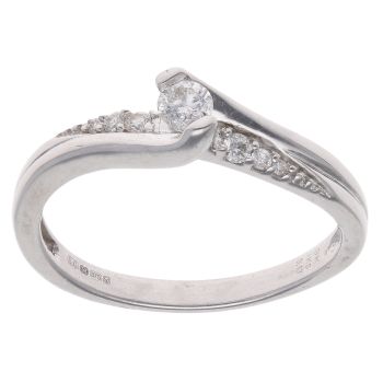 9ct White Gold 0.17ct Diamond Solitaire Twist Ring