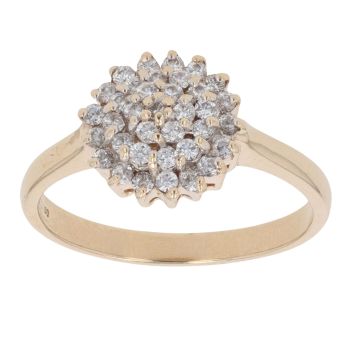 9ct Yellow Gold Cubic Zirconia Cluster Ring