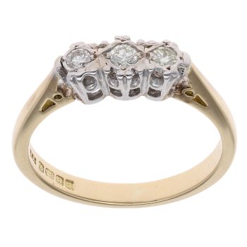 18ct Yellow Gold 0.15ct Diamond Trilogy Ring
