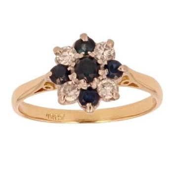 18ct Yellow Gold 0.20ct Diamond And Sapphire Cluster Ring