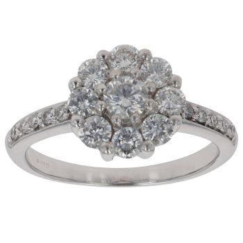 18ct White Gold 1.00ct Brilliant Cut Diamond Cluster Ring