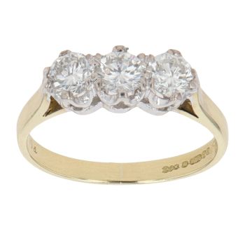 18ct Yellow Gold 0.90ct Brilliant Cut Diamond Trilogy Ring