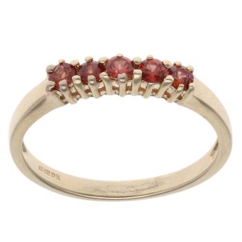 9ct Yellow Gold Garnet Five Stone Ring