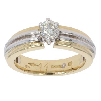 18ct Yellow and White Gold 0.44ct Diamond Solitaire Ring